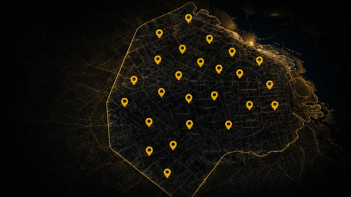 Mapa de cobertura del servicio de electricista en CABA