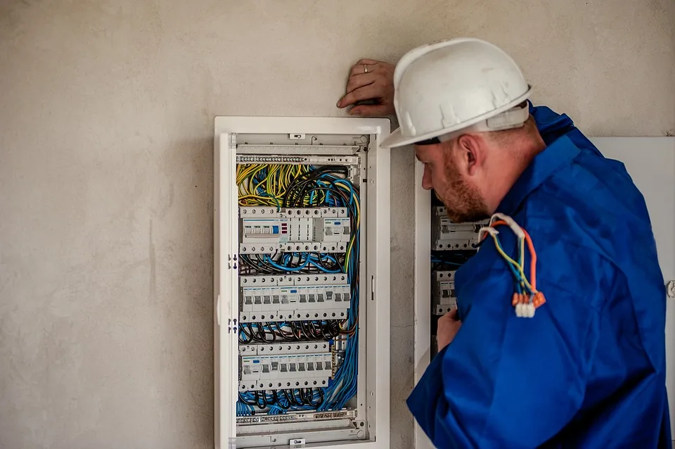 Electricista matriculado trabajando en un tablero eléctrico en CABA